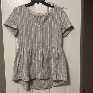 Ellison gray striped peplum top size L